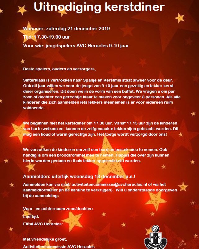 Spiksplinternieuw Uitnodiging kerstdiner – AVC Heracles YL-34